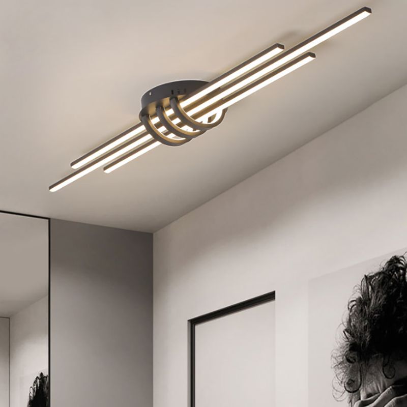 3-Lights Geometric Flush Mount Light Fixture Modern Metal Flush Light