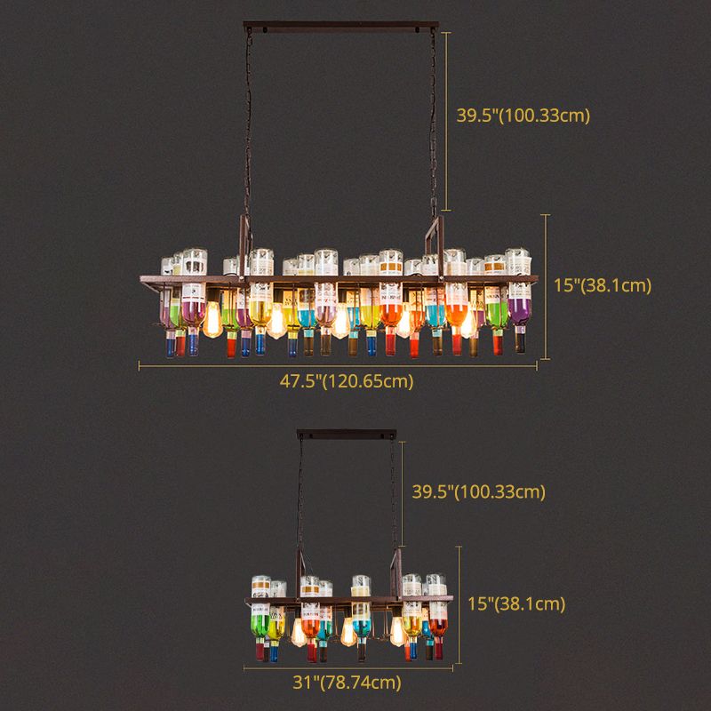 Luce a sospensione geometrica nera in stile industriale lampada sospesa con decorazione di bottiglie di vino