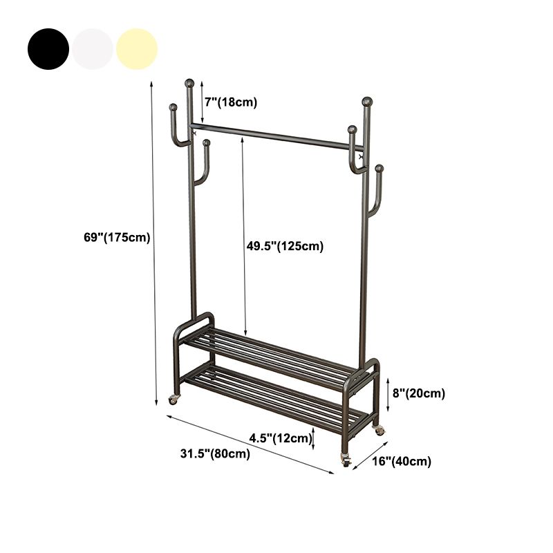 Industrial Style Coat Rack Metal Free Standing Hooks Design Coat Rack on Wheels