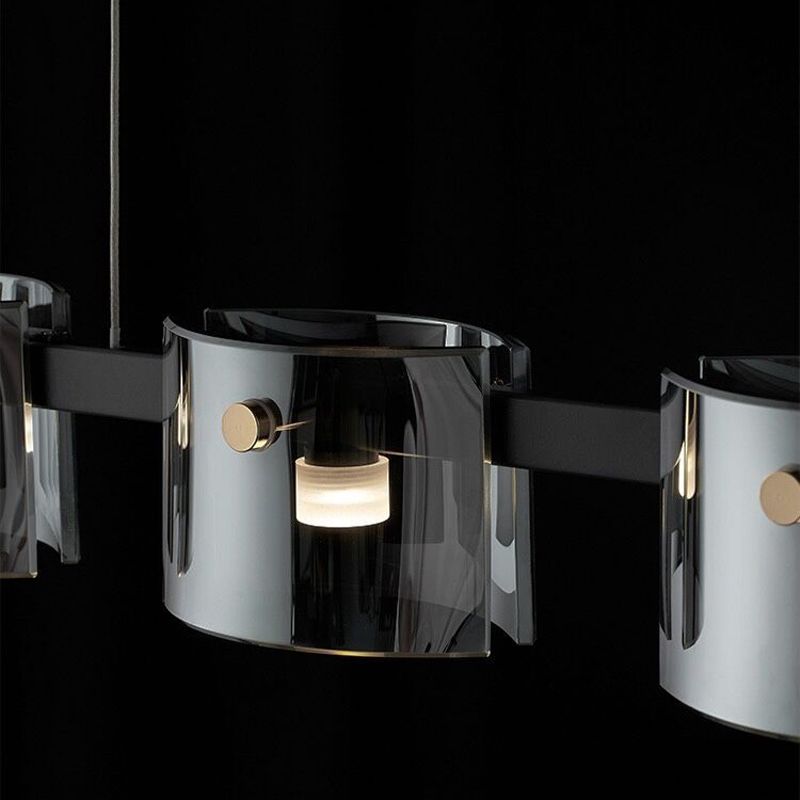 Modern Island Light LED Island Hanging Light with Glass Shade for Dining Room