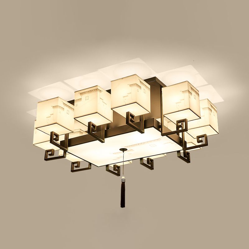 4/6/10/12 Bulbes Tissu massif Tissu en chinois Lubrile de style chinois Fixation du plafond