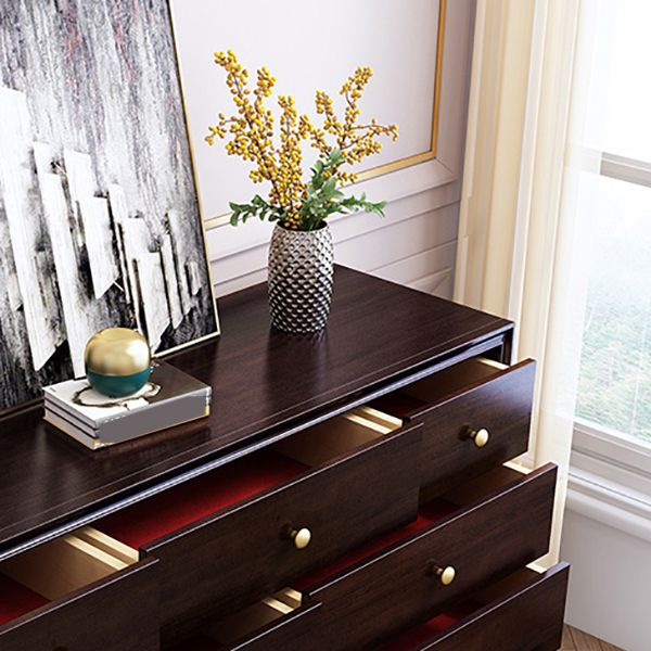 Modern Horizontal Double Dresser Solid Wood Storage Dresser for Bedroom