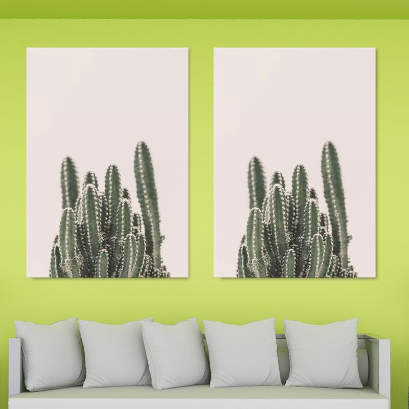 Toile murale avec plantes tropicales, décoration murale multi-pièces aux couleurs douces pour le salon