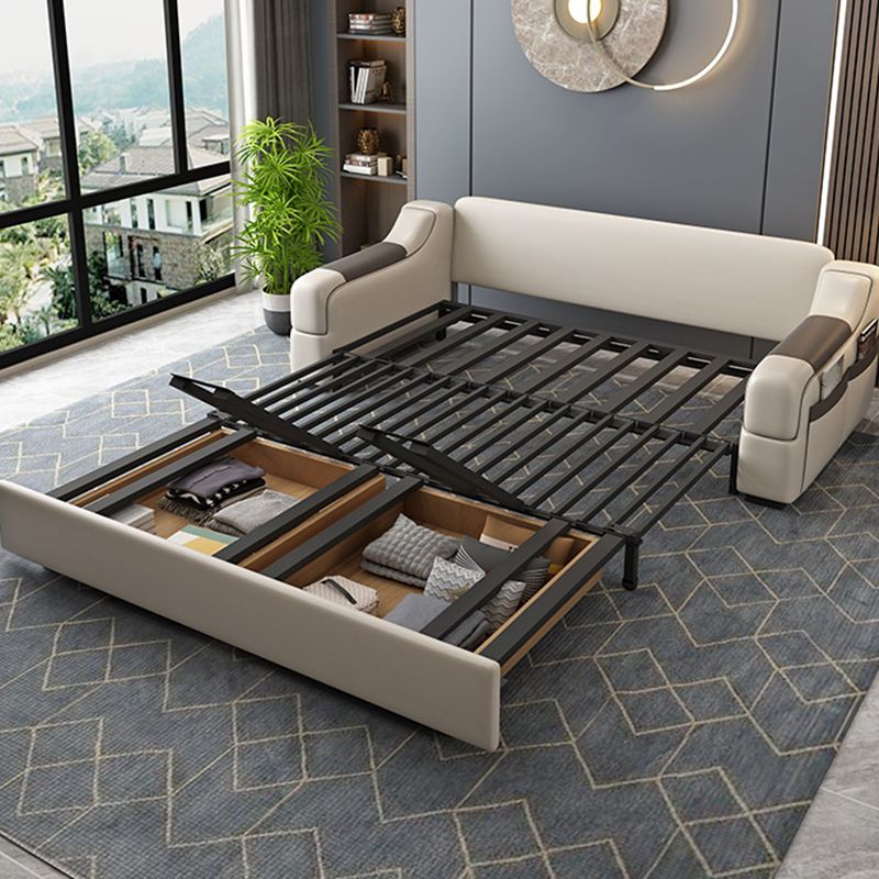 Contemporary Foldable Futon Sleeper White Futon Sleeper Sofa with Storage