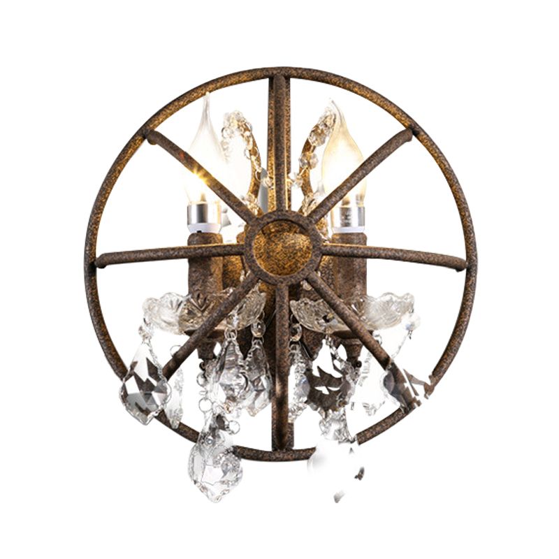 Tradicionalismo Vela de vela Ligera de lámpara 2 cabezas Iluminación de pared LED de metal con acento de cristal en óxido