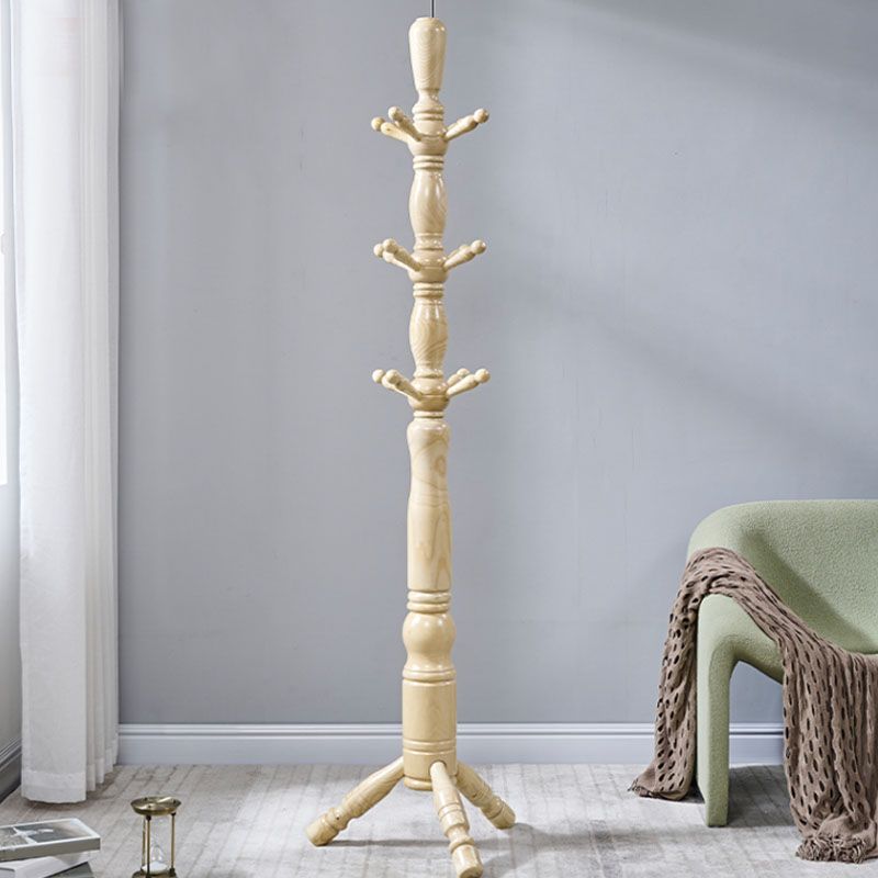 Mid-Century Modern Entryway Kit Wood Hooks Included Free Standing Hall Stand