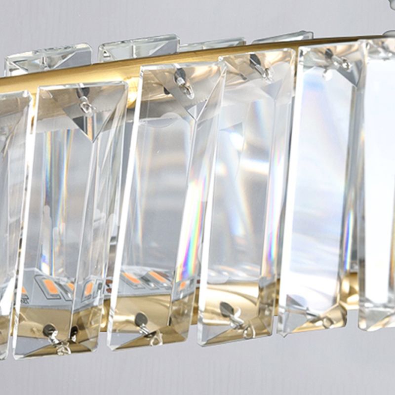 Modern Luxury LED Chandelier Lacquered Iron Circular Pendant Light with Crystal Shade