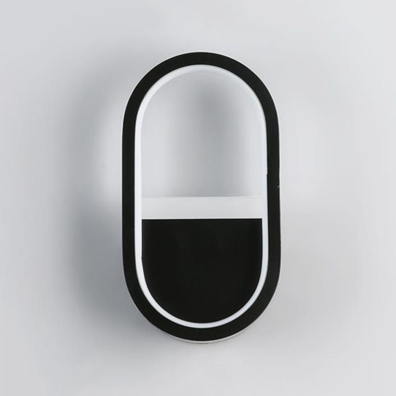 Oval Shape Wall Lamp Modern Style Metal 1 Lights Wall Light in White/Black