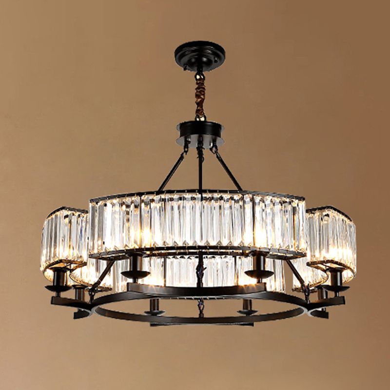 Circular Living Room Chandelier Pendant Light Tri-Prism Crystal Simplicity Pendant Light Fixture