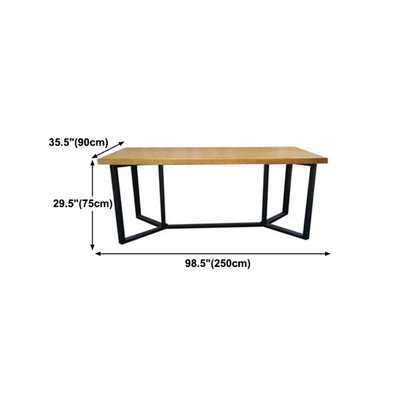 Industrial Rectangle Dining Table Solid Wood Trestle Base Dining Table