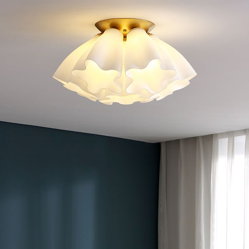 Gold Floral Ceiling Mount Light Fixture Minimalist-Style Glass Ceiling Flush Mount