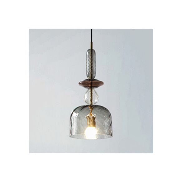 Pink/Blue/Amber Globe/Cylindrical/Dome Suspension Pendant Modernist 1 Light Smooth/Water Glass Hanging Ceiling Light