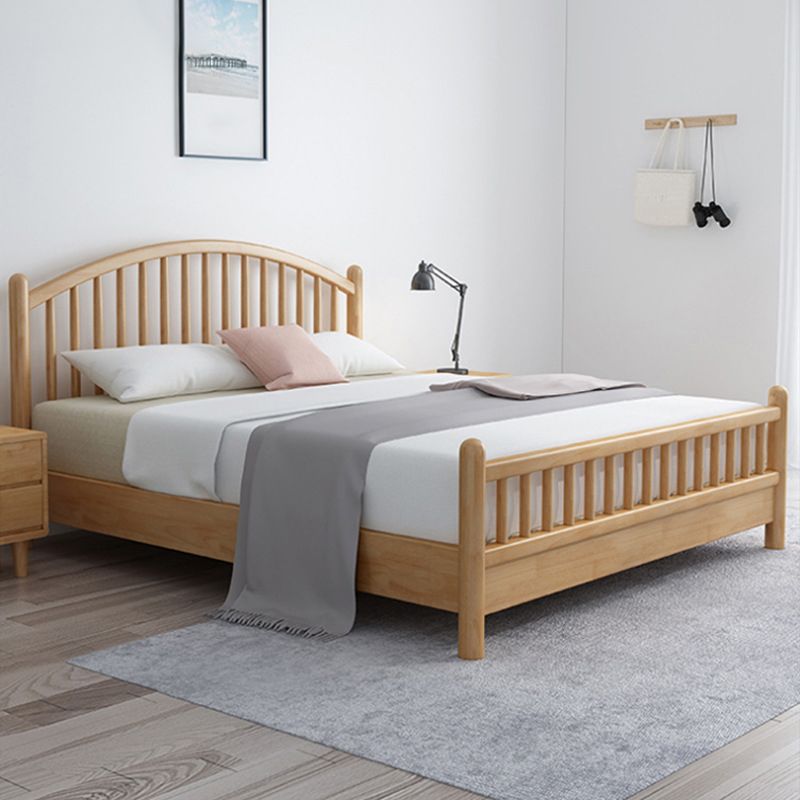 84.65 inch Wide Scandinavian Bed Solid Wood Bed Frame with Headboard
