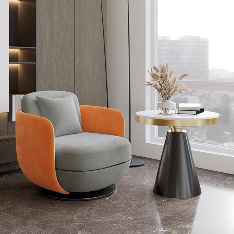 Contemporary 31.5" Wide Pillow Back Swivel Round Base Arm Chair