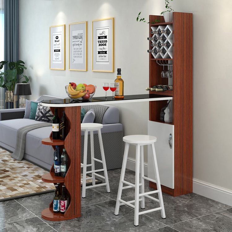 3 Pieces Bar Stool and Table Set, Contemporary and Oval for Living Room