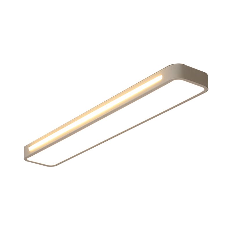 Plafonnier rectangulaire moderne à LED en métal blanc avec diffuseur en acrylique en lumière blanche/chaude, 48,3 cm/58,4 cm/78,7 cm de large