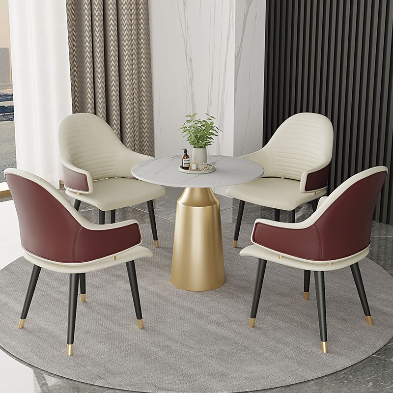 Glam Sintered Stone Dining Table Set Round 1/5 Pieces Dining Set for Home Use