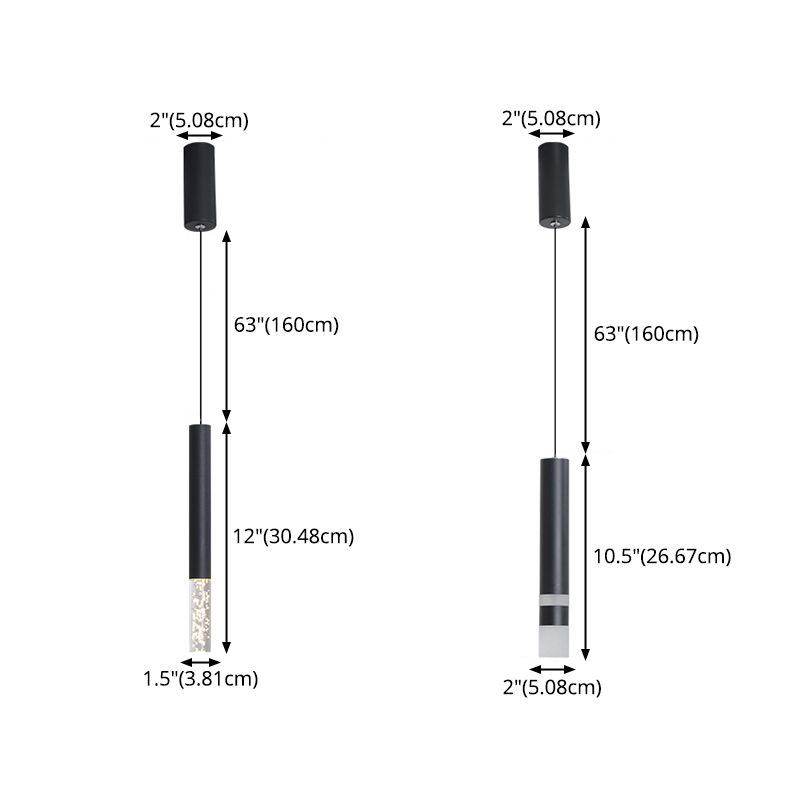 Black Cylindroid LED Pendant Light in Modern Simplicity Wrought Iron Hanging Lamp with Acrylic Shade