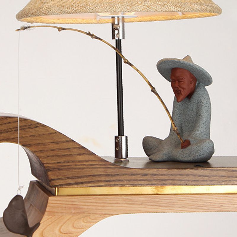 Linear Island Pendant LED Modern Wood Ceiling Pendant Light for Tea Room