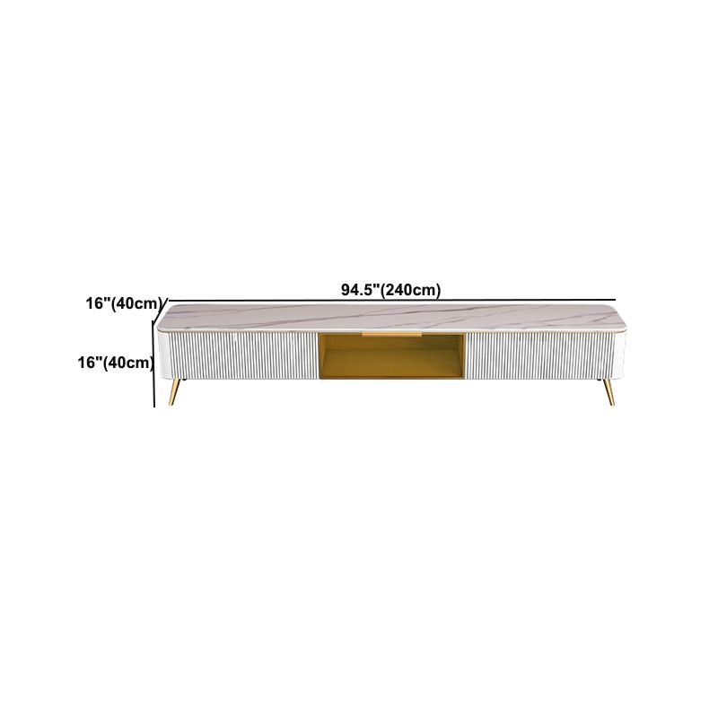 Stone Top Media Console Modern TV Media Stand with Gold Metal Legs