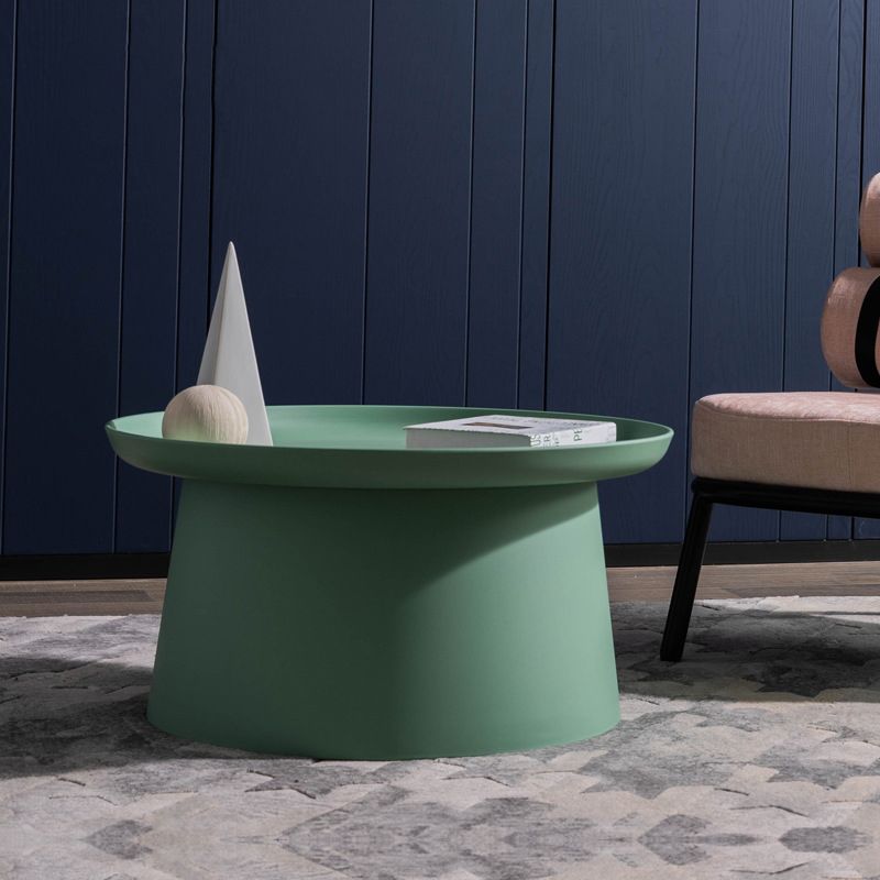 Modern Style Plastic Craft Drum-shaped Base Design Round Coffee Table