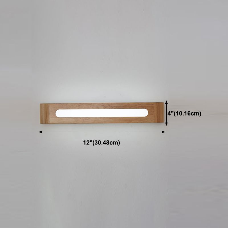 1 Light Rectangle Wall Mounted Lamps Modern Style Wood Wall Lights