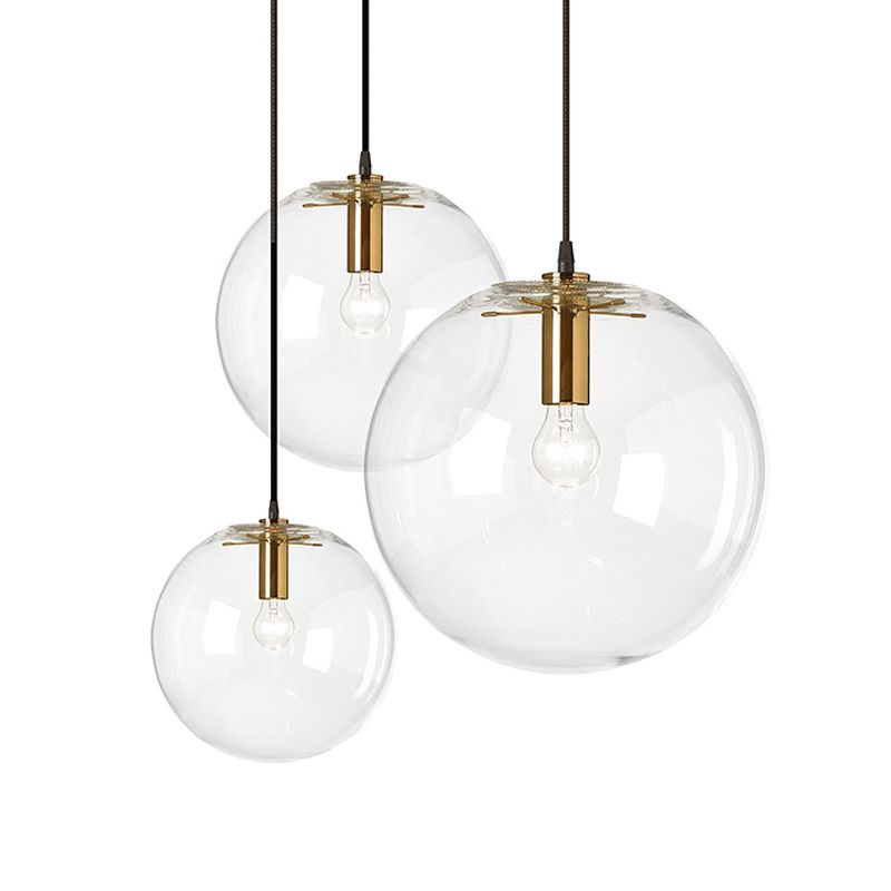 Lampada a sospensione in vetro minimalista a 1 lutto in ottone a bacchette, 8 "/12" Dia