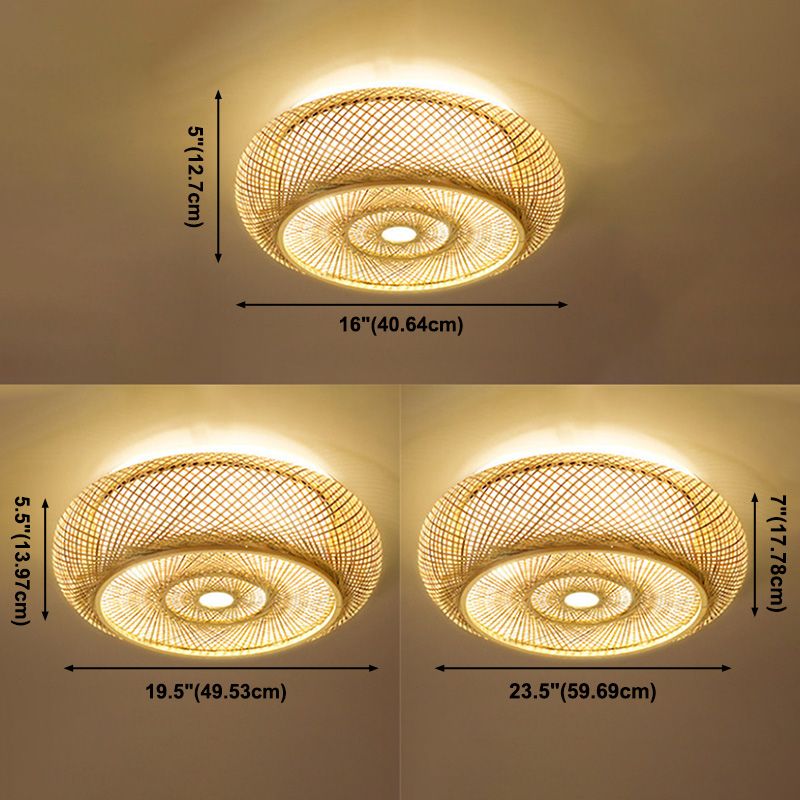 Soporte de techo de ratán de estilo de Asia de montaje de tambor curvo en madera natural