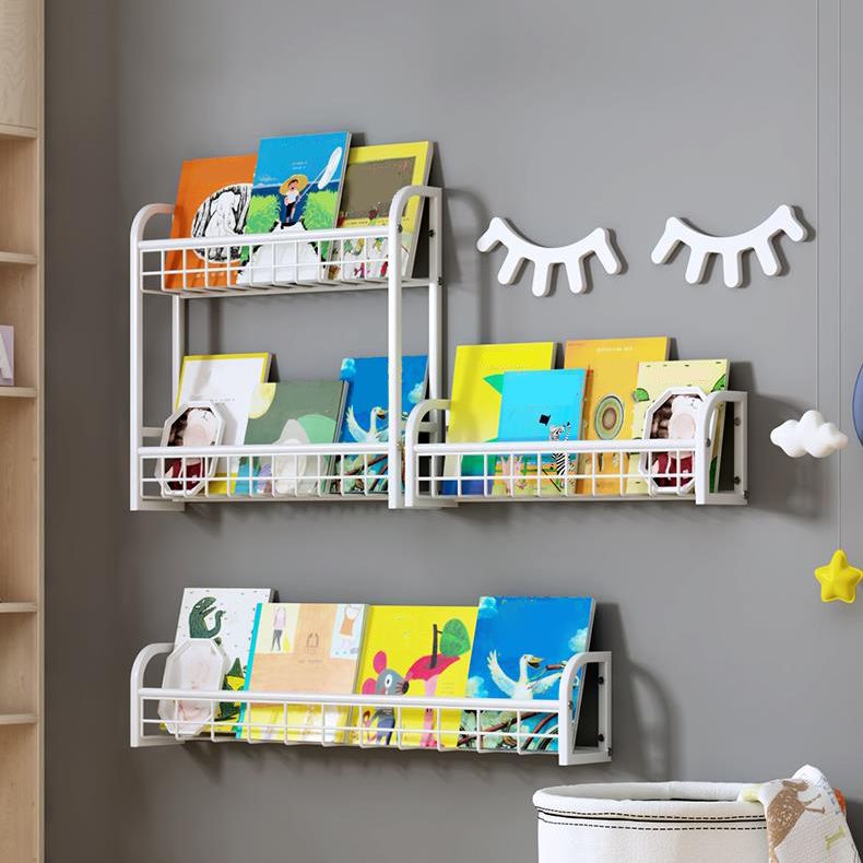 4.57"W Bookshelf Contemporary Style Wall Mounted Pure White Bookcase for Study Room