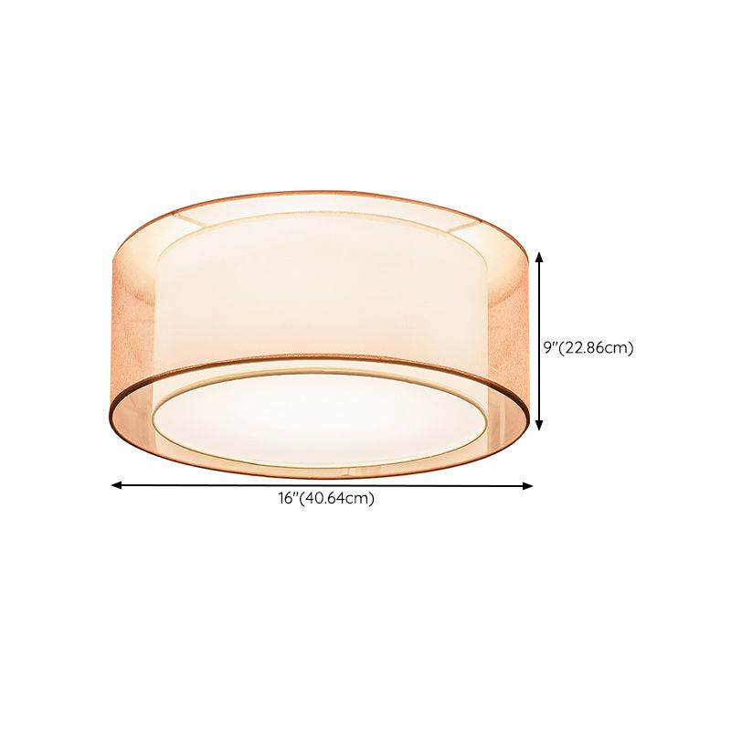 Modern Ceiling Light Brown Ceiling Mount Light with Fabric Shade for Aisle