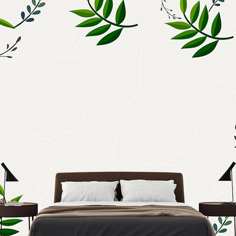 Plants Wall Mural Tropical Style Mildew Resistant for Home Decor