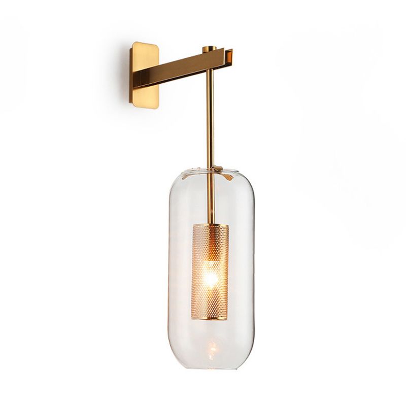 Modern Style Cylinder Wall Sconces Glass 1 Light Wall Mount Light Fixture