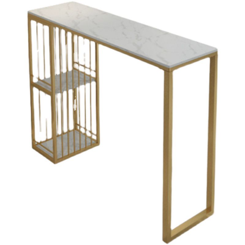 1/3/5 Pieces Luxury Bar Table Set Rectangle Sintered Stone Bar Set with Storage Shelves