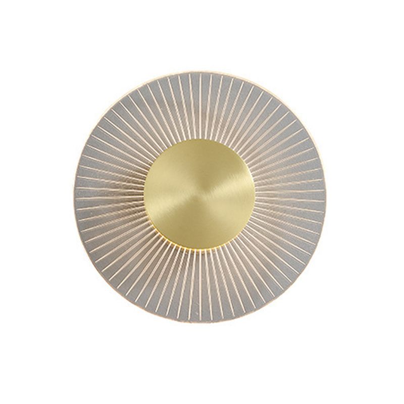 Modern Brass Wall Light Round 9" High LED Wall Sconce in Gold for Living Room
