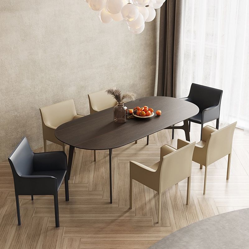 Modern Style Arm Chair Leather Solid Back Dining Chair for Home Use