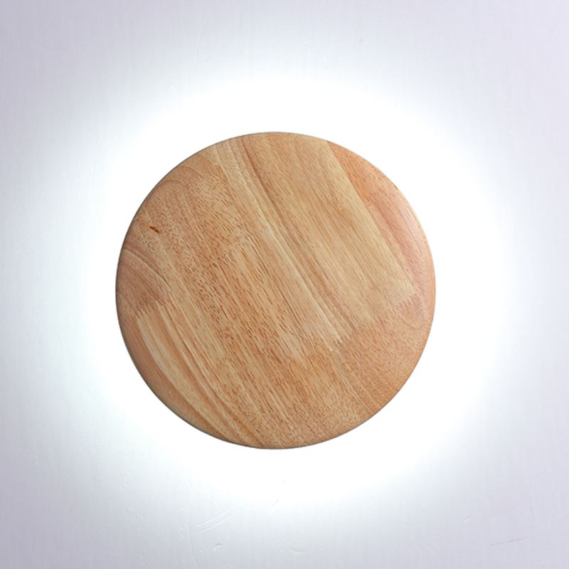 Wooden Wall Sconce Lighting Modern Round Disc Shape Wall Lamp for Bedroom