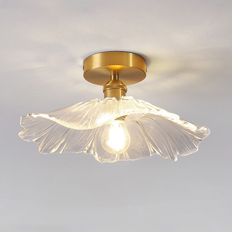 1-Light Ceiling Light Modern Ceiling Mount Light with Glass Shade for Bedroom