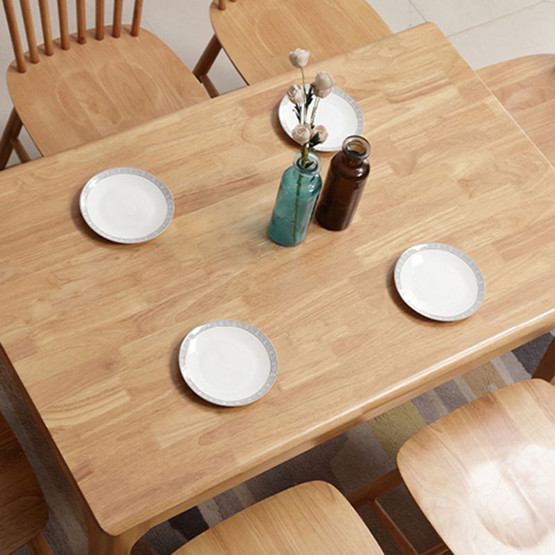 Tavolo da pranzo rettangolare contemporaneo tavolo in legno massiccio di gomma con 4 gambe
