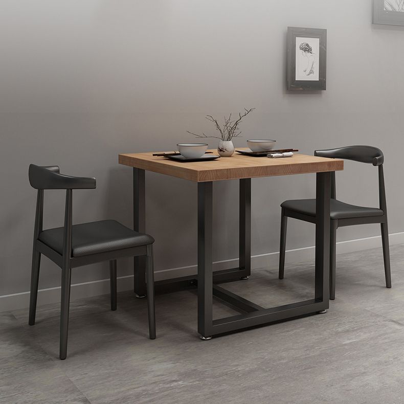 Mesa de cocina de la cena de madera maciza industrial mesa de cocina marrón con marco negro para comedor