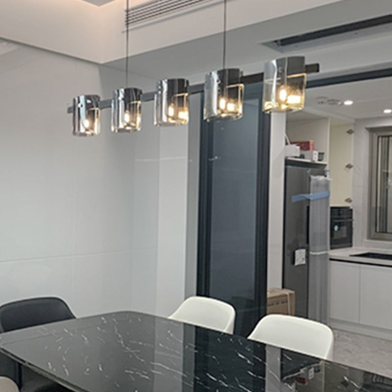 Minimalismo de la isla Vidromas livianos 5 accesorios de iluminación colgante para el comedor