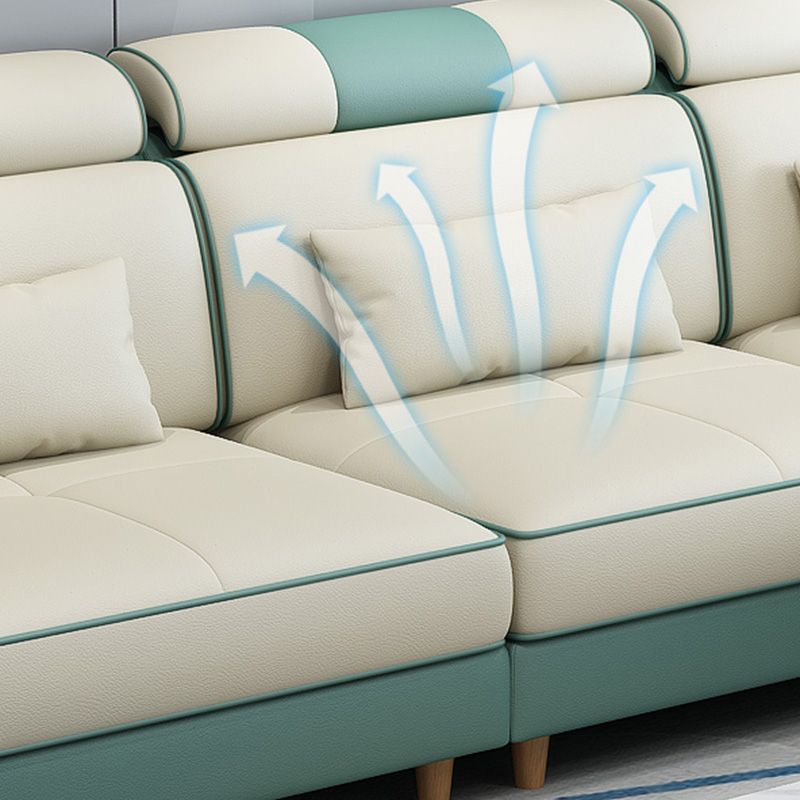 Contemporary Faux Leather and Velvet L-Shape Furniture Sectionals