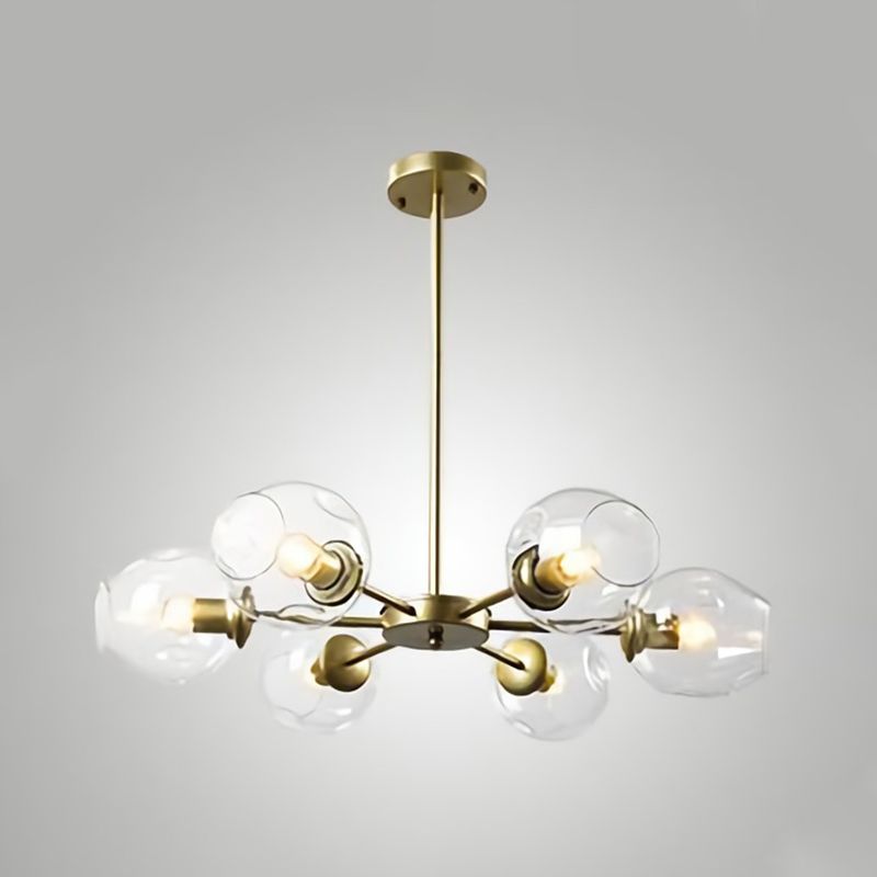 Cup Shade Deckenkronleuchter Nordic Gradient Grübchen Glasfederanhänger für Wohnzimmer