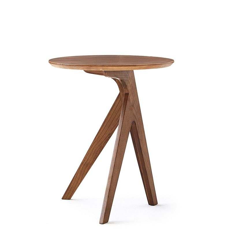 Solid Wood Round Top Side Table 23.6 " Tall 3 Legs End Table