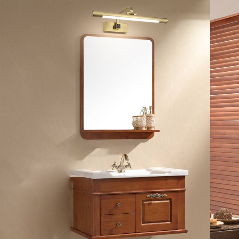 Linear Shade Metal Wall Sconce Modern 1 Light Mirror Wall Mount Light