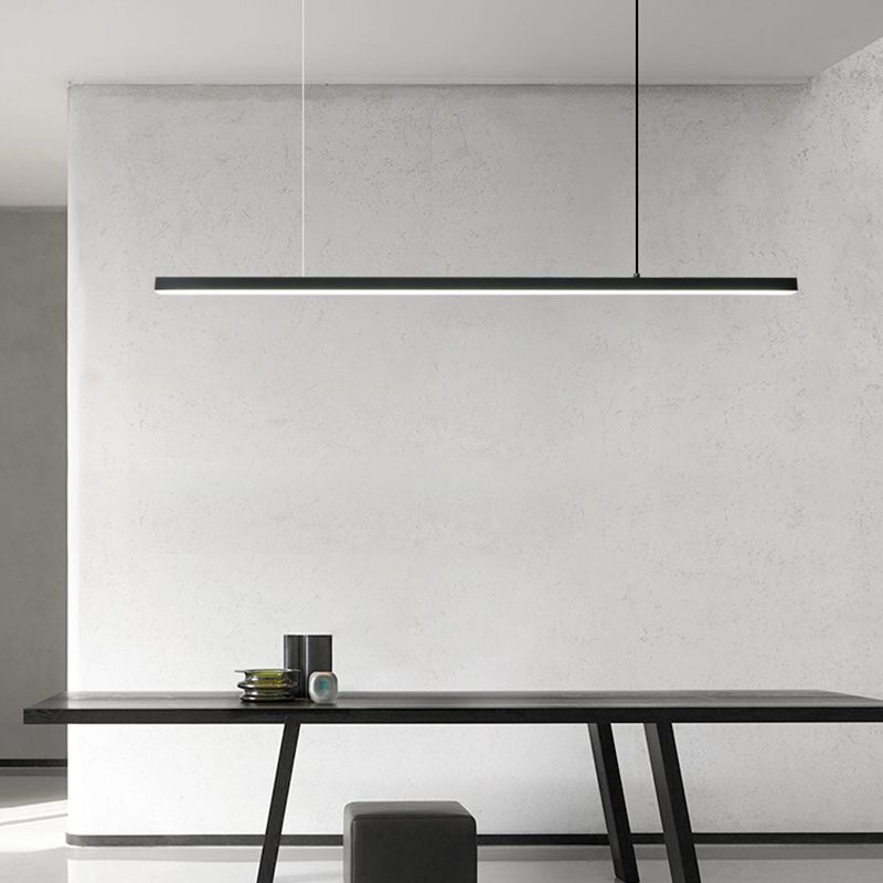 Modern Metal Pendant Light Linear Shape Island Light with Acrylic Shade for Bedroom