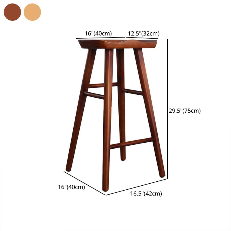 Contemporary Rectangle Bar and Counter Stool Wood Stool with 4 Legs