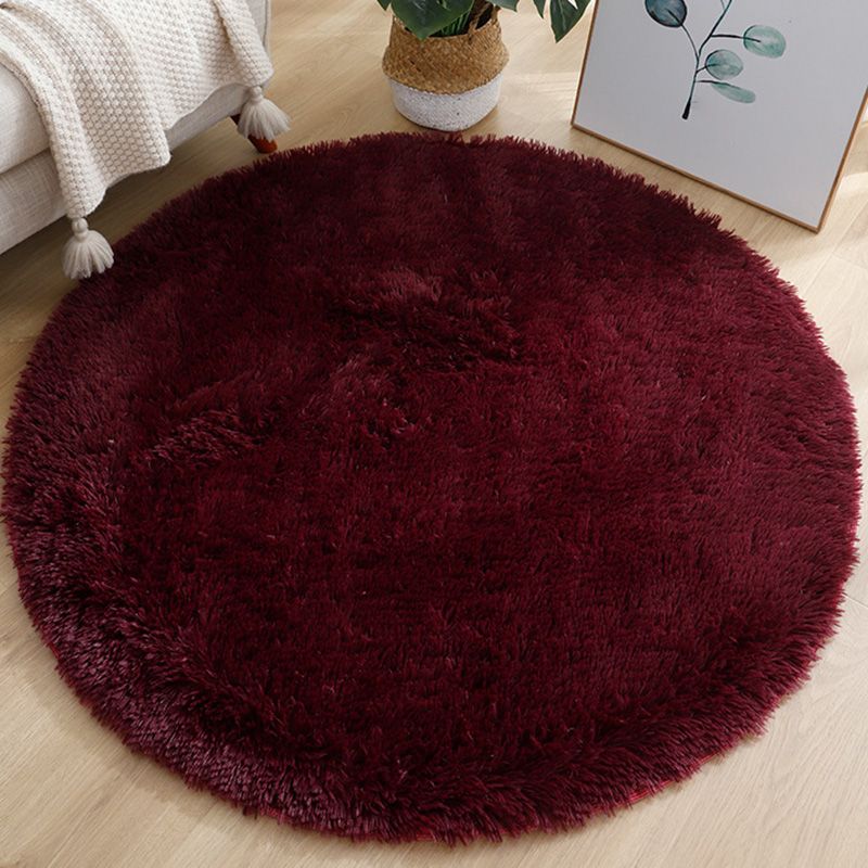 Round Solid Shag Carpet Polyester Comfort Indoor Rug Non-Slip Backing Carpet for Living Room