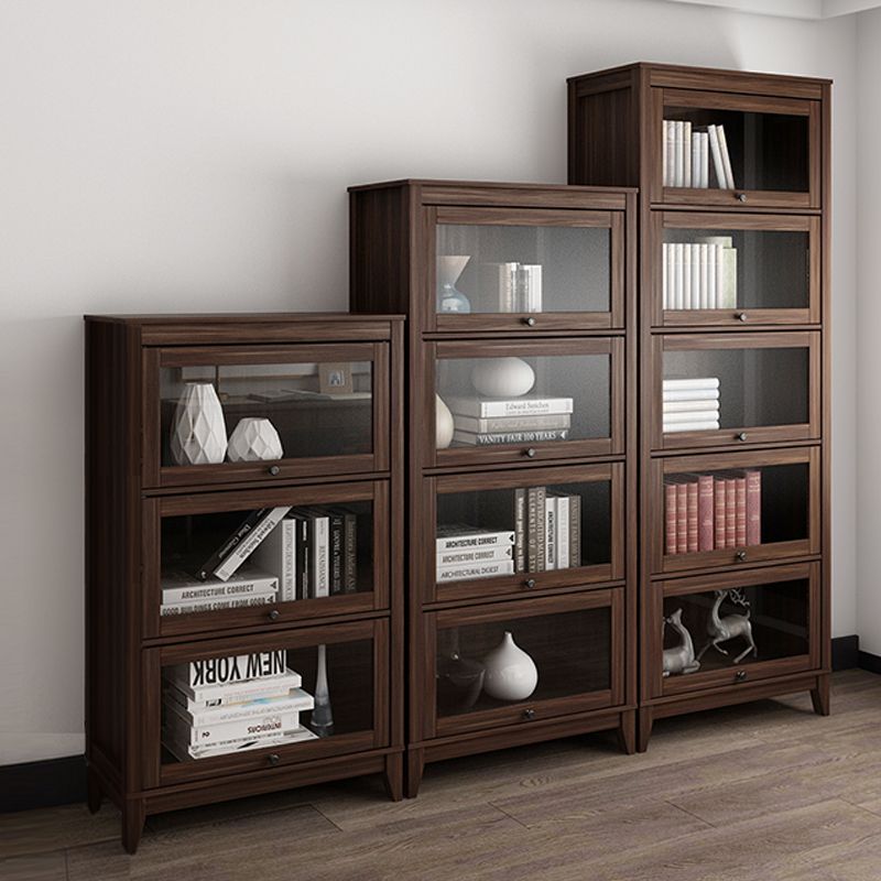 Espresso Shelf Bookcase Modern & Contemporary Bookshelf with Doors for Study Room