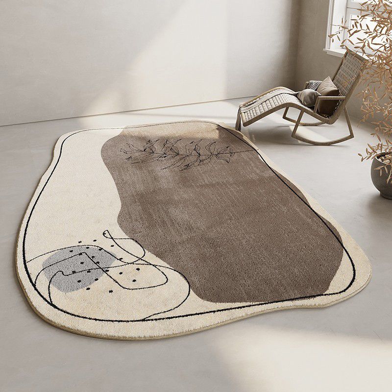 Fancy Modern Rug Color-Blocked Polyester Area Rug Non-Slip Backing Rug for Living Room
