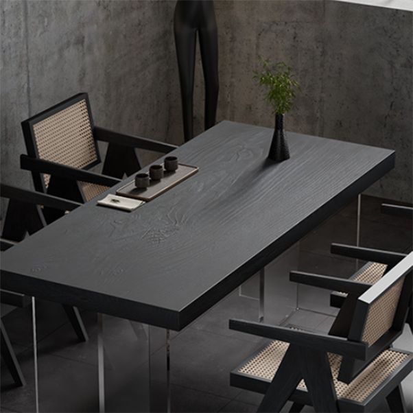Contemporary Solid Wood Furniture 1/2/5 Pcs Dining Room Table Set in Black